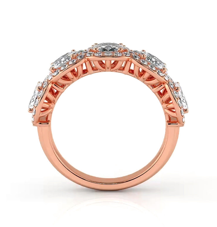 1.45 ct. Oval And Round Diamond Wedding Band-VIRABYANI